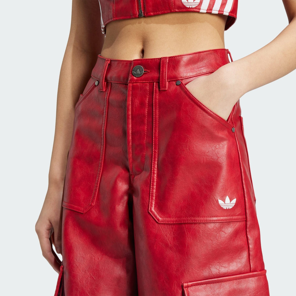 Adidas Adilenium Womens Season 3 Vintage Faux Leather Pants Red RARE 24" 28" 30"
