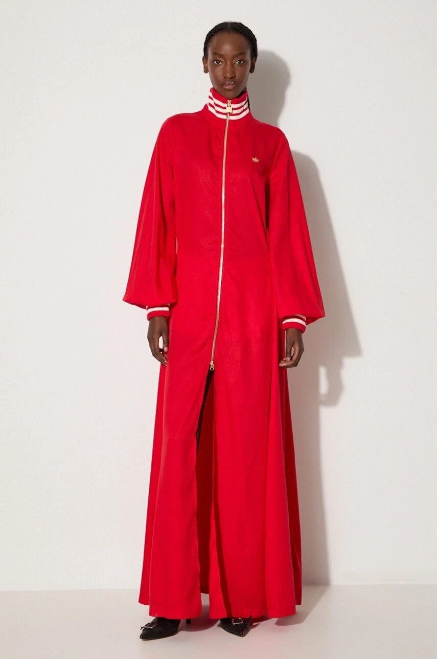 Adidas Originals Premium Satin Dress Womens Maxi Dress Red RARE Medium