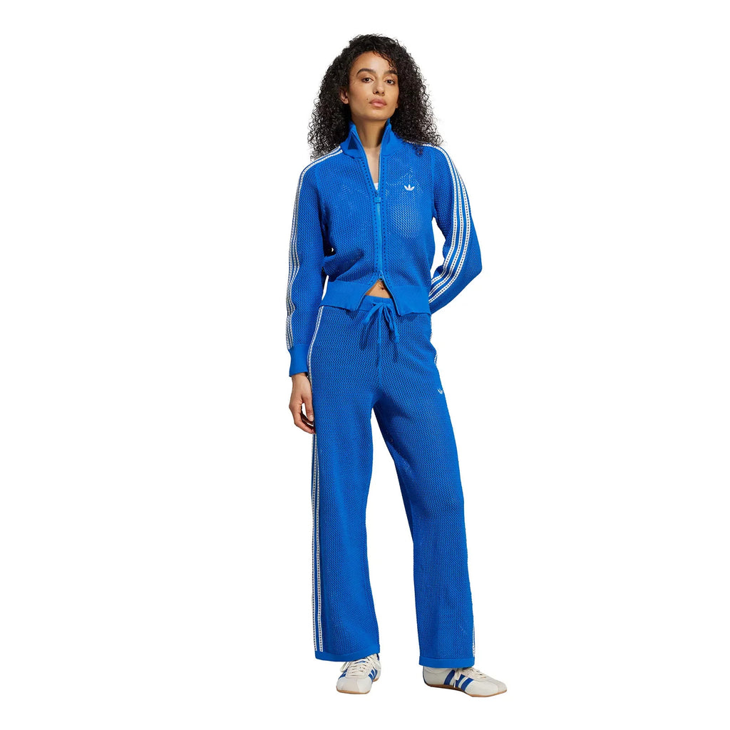 Adidas Originals Womens Premium Crochet Track Pants Blue RARE Medium