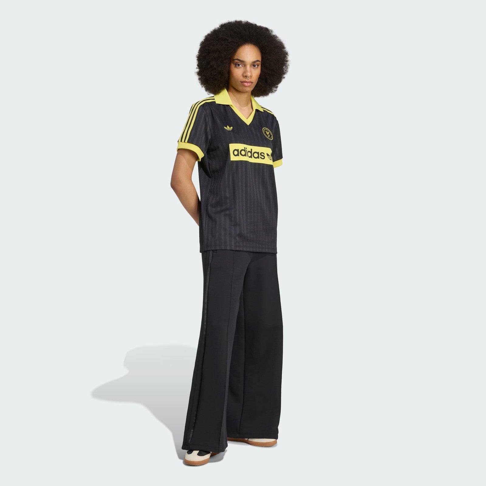 Adidas Originals Womens Football-Inspired Jersey Shirt Black XS S M L XL