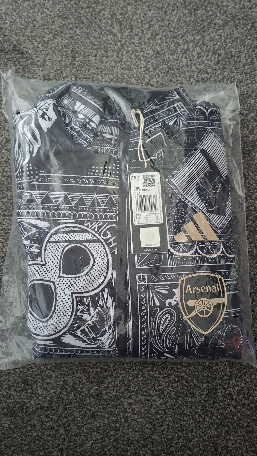 Adidas Arsenal x Ian Wright Men's Reversible Anthem Jacket IP1607 RARE XS