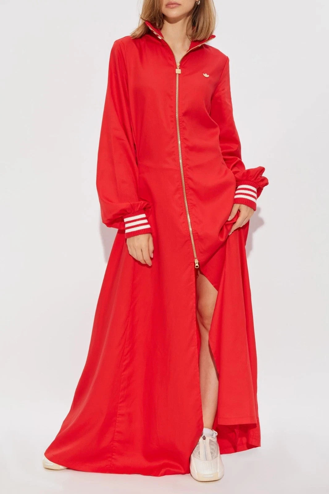 Adidas Originals Premium Satin Dress Womens Maxi Dress Red RARE Medium