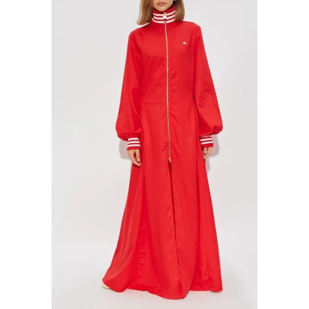 Adidas Originals Premium Satin Dress Womens Maxi Dress Red RARE Medium