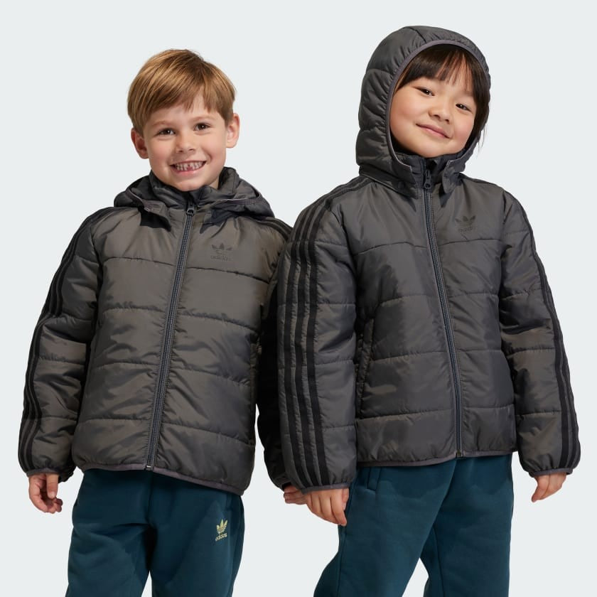 Adidas Originals Kids Juniors Unisex Adicolor Padded Jacket Grey 3-8yrs RRP £75