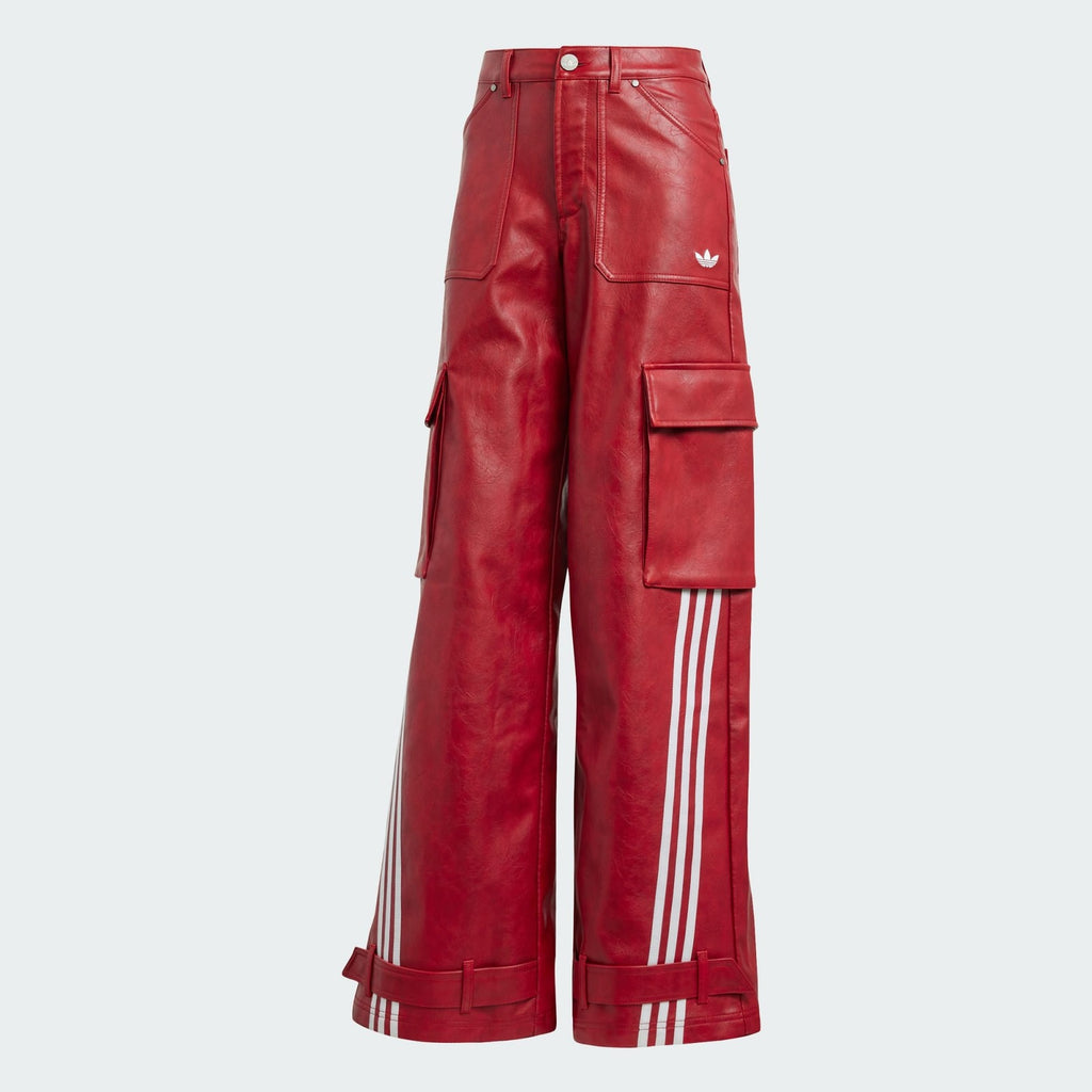 Adidas Adilenium Womens Season 3 Vintage Faux Leather Pants Red RARE 24" 28" 30"