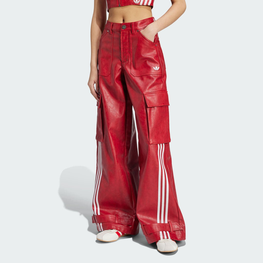 Adidas Adilenium Womens Season 3 Vintage Faux Leather Pants Red RARE 24" 28" 30"