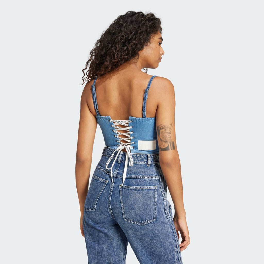 Adidas Originals Women's Kseniaschnaider Denim Corset Blue All Sizes RRP £50