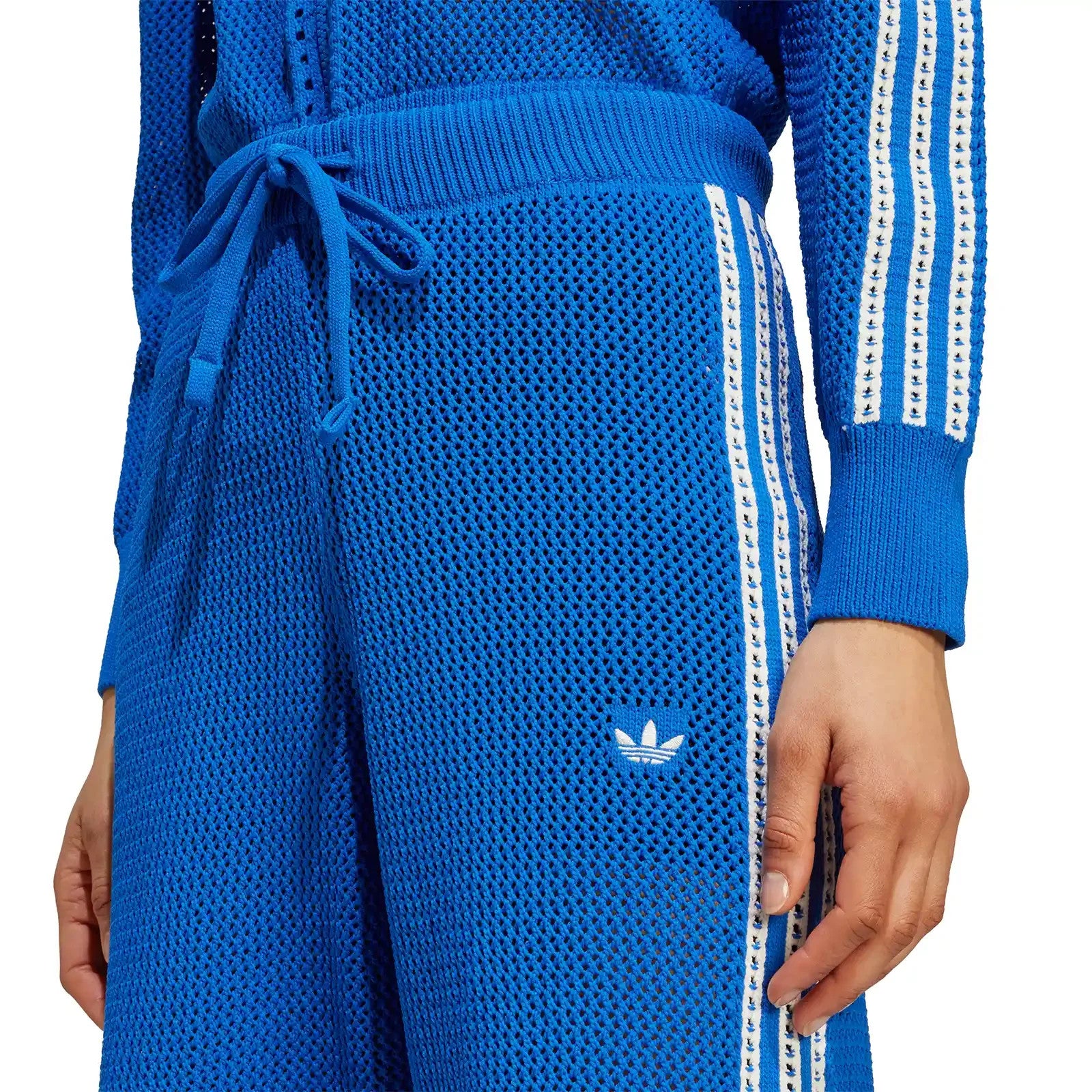 Adidas Originals Womens Premium Crochet Track Pants Blue RARE Medium