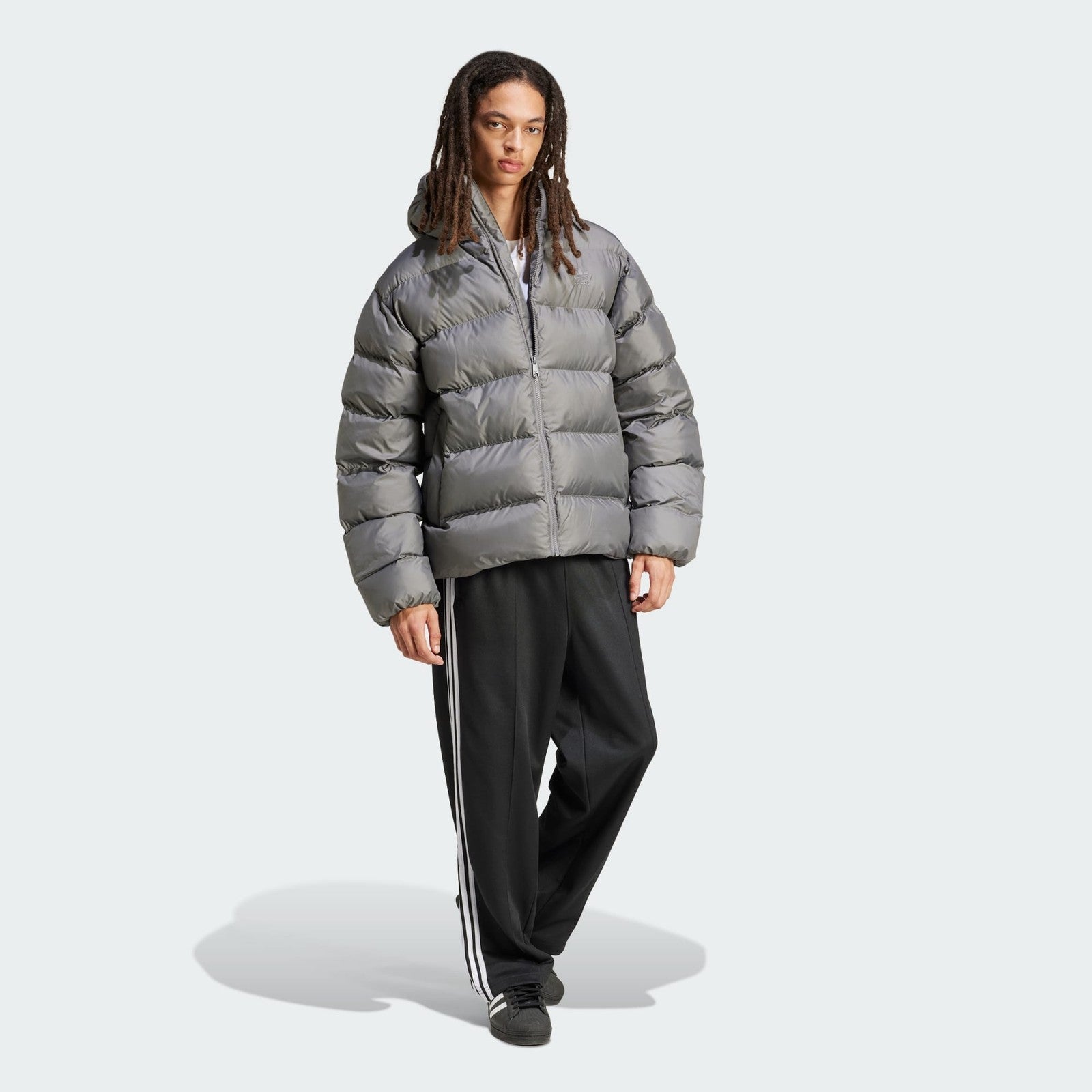 Adidas Originals Mens Tonal Hooded Puffer Jacket Coat Grey S M L XL XXL RRP £130