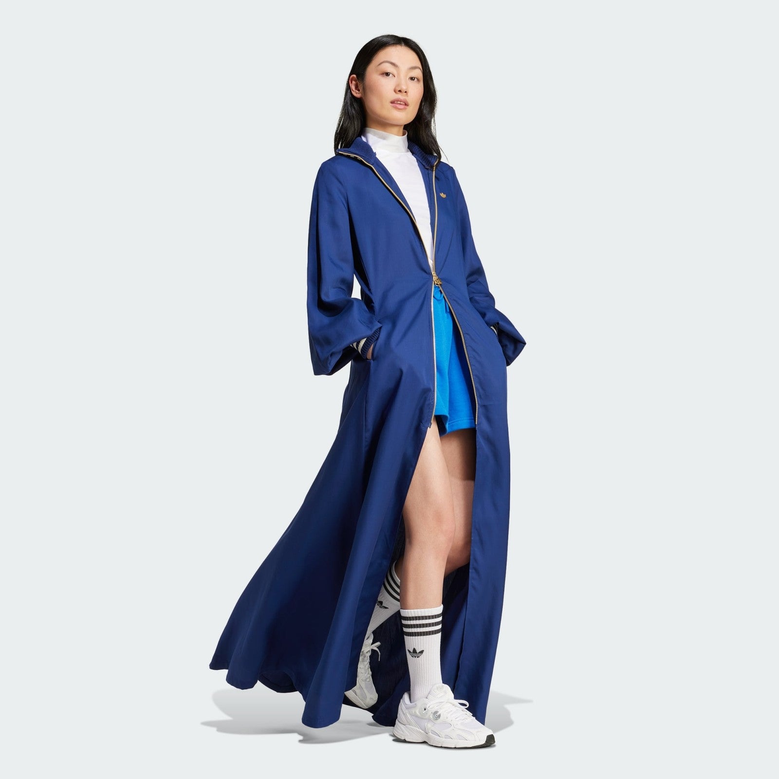 Adidas Originals Premium Satin Dress Womens Maxi Dress 'Dark Blue' RARE XS S M
