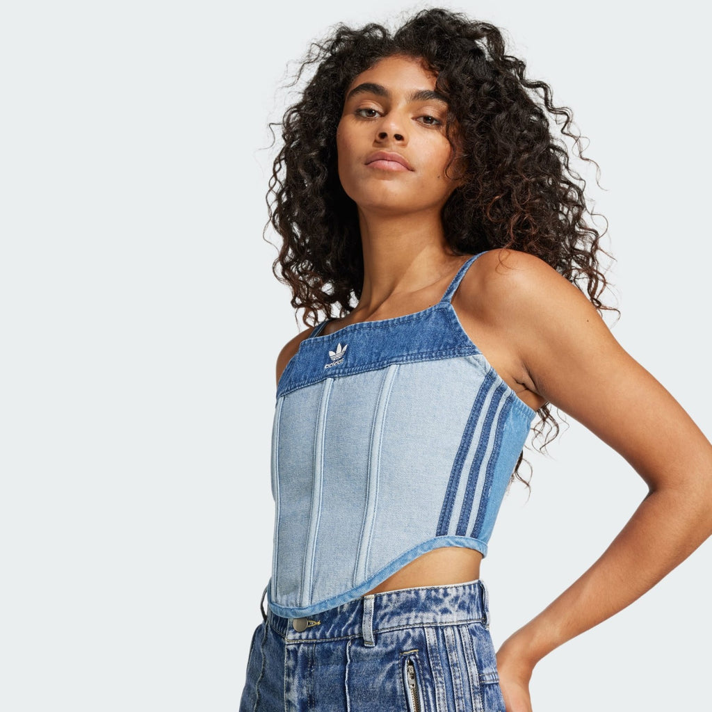 Adidas Originals Women's Kseniaschnaider Denim Corset Blue All Sizes RRP £50