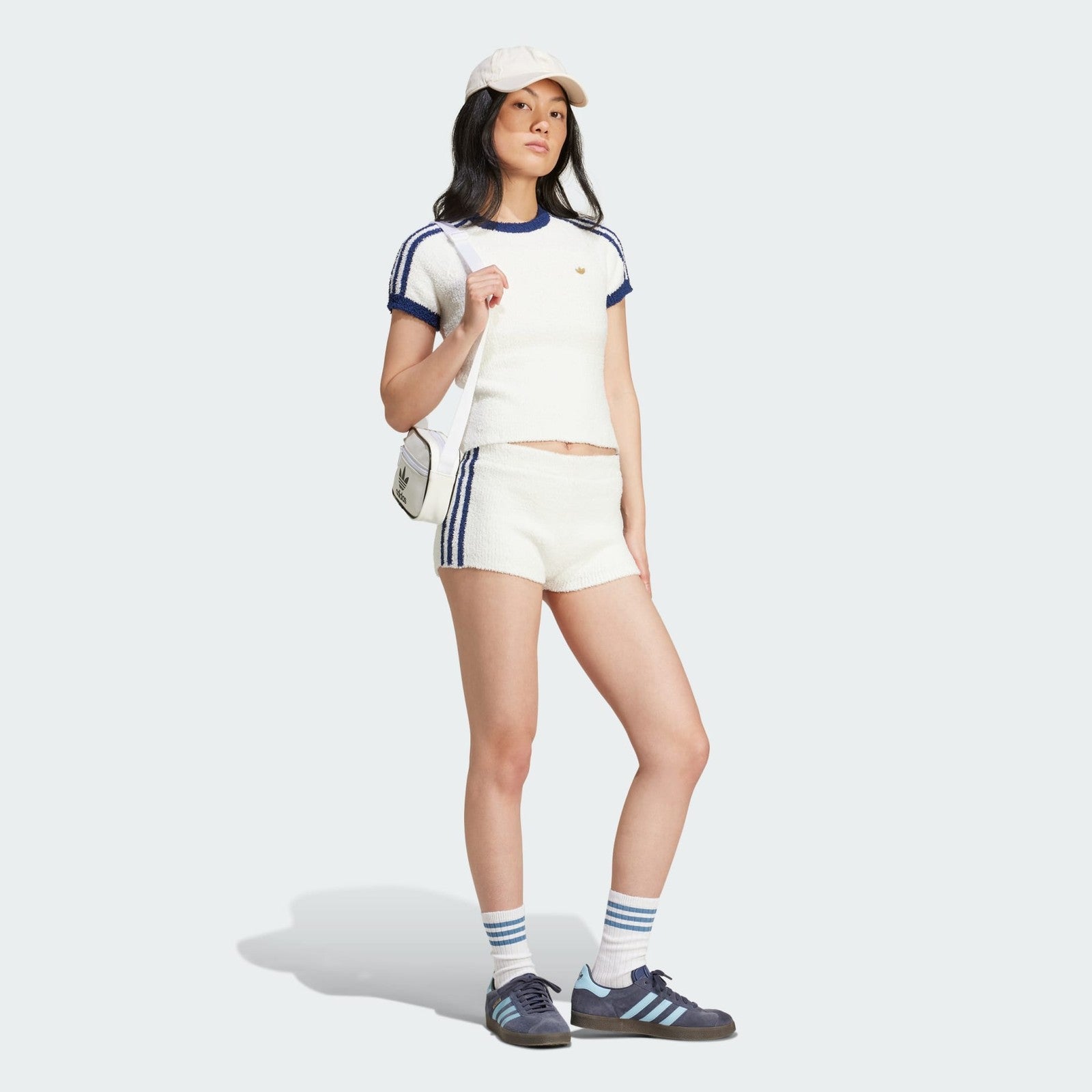 Adidas Originals Womens Premium Fully Fashioned Knit Shorts White All Sizes RARE