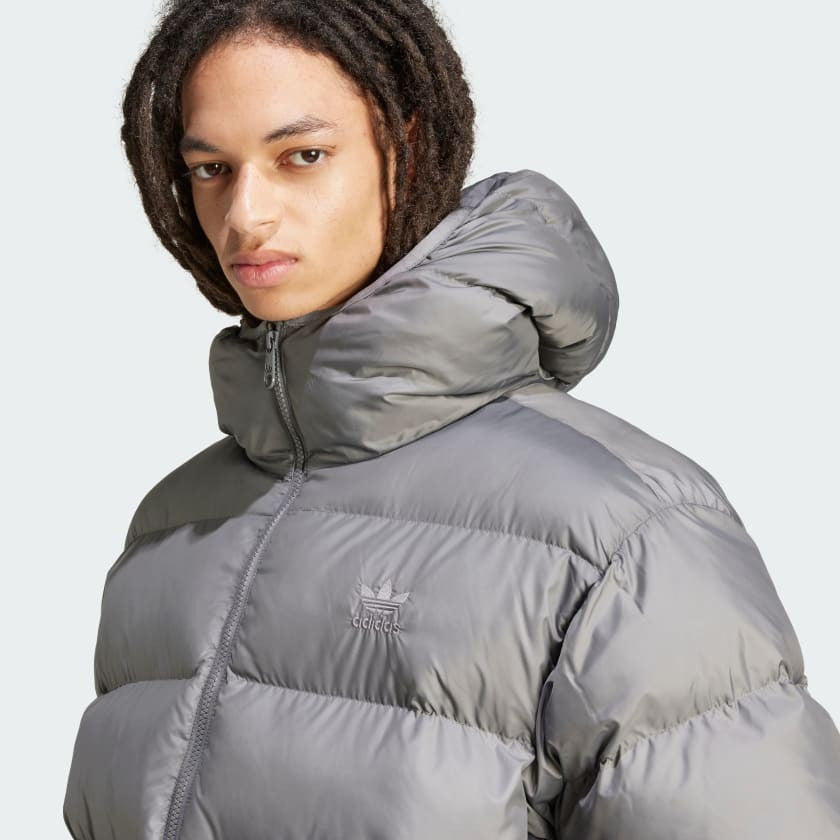 Adidas Originals Mens Tonal Hooded Puffer Jacket Coat Grey S M L XL XXL RRP £130