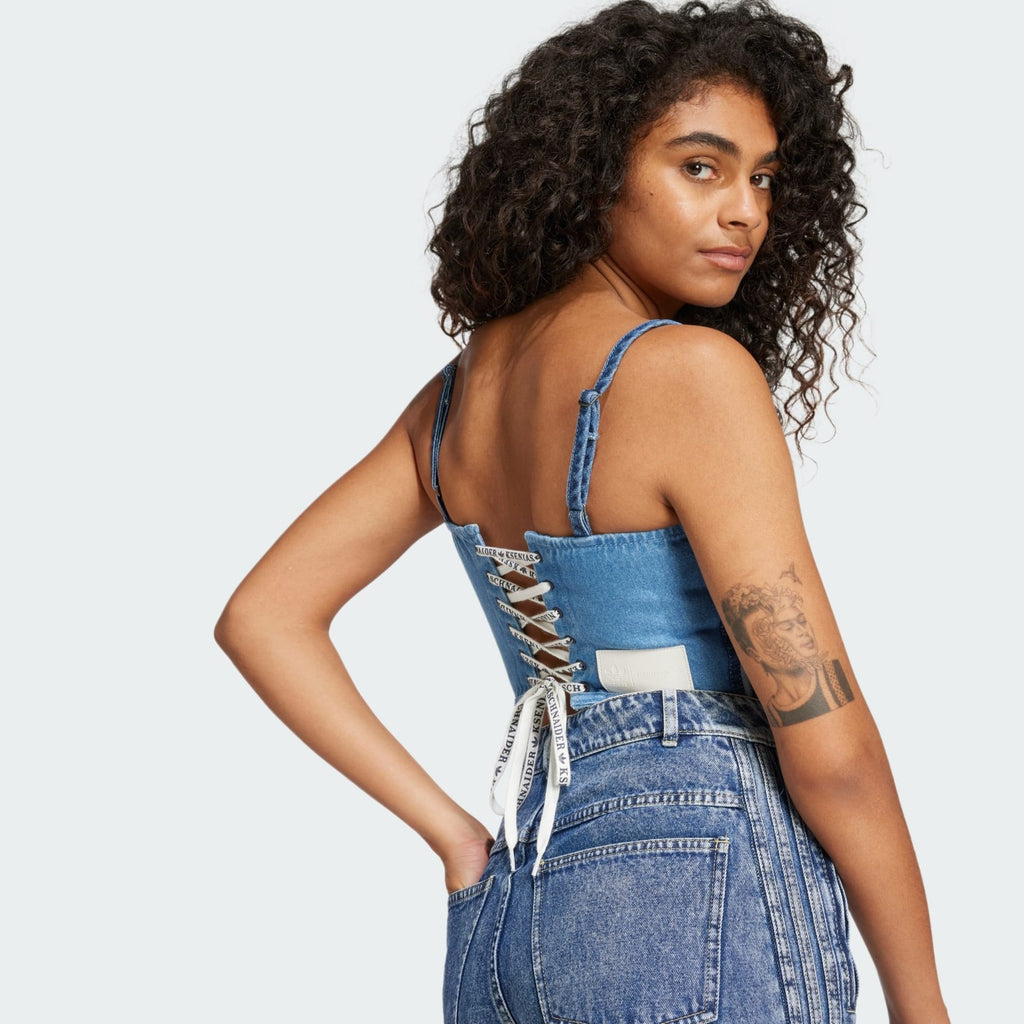 Adidas Originals Women's Kseniaschnaider Denim Corset Blue All Sizes RRP £50
