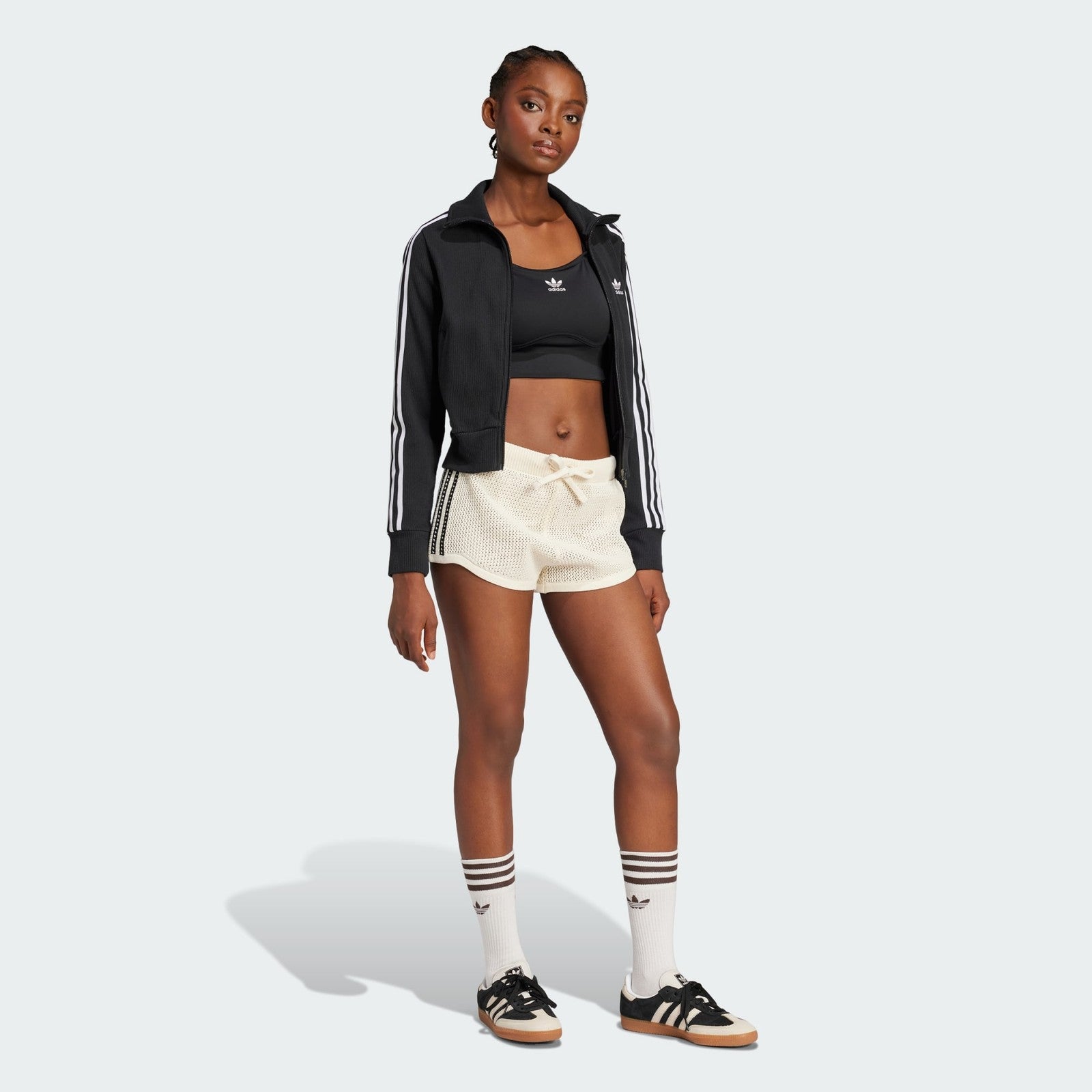 Adidas Originals Womens Premium Crochet Sprinter Shorts 'Wonder White' RARE S XL