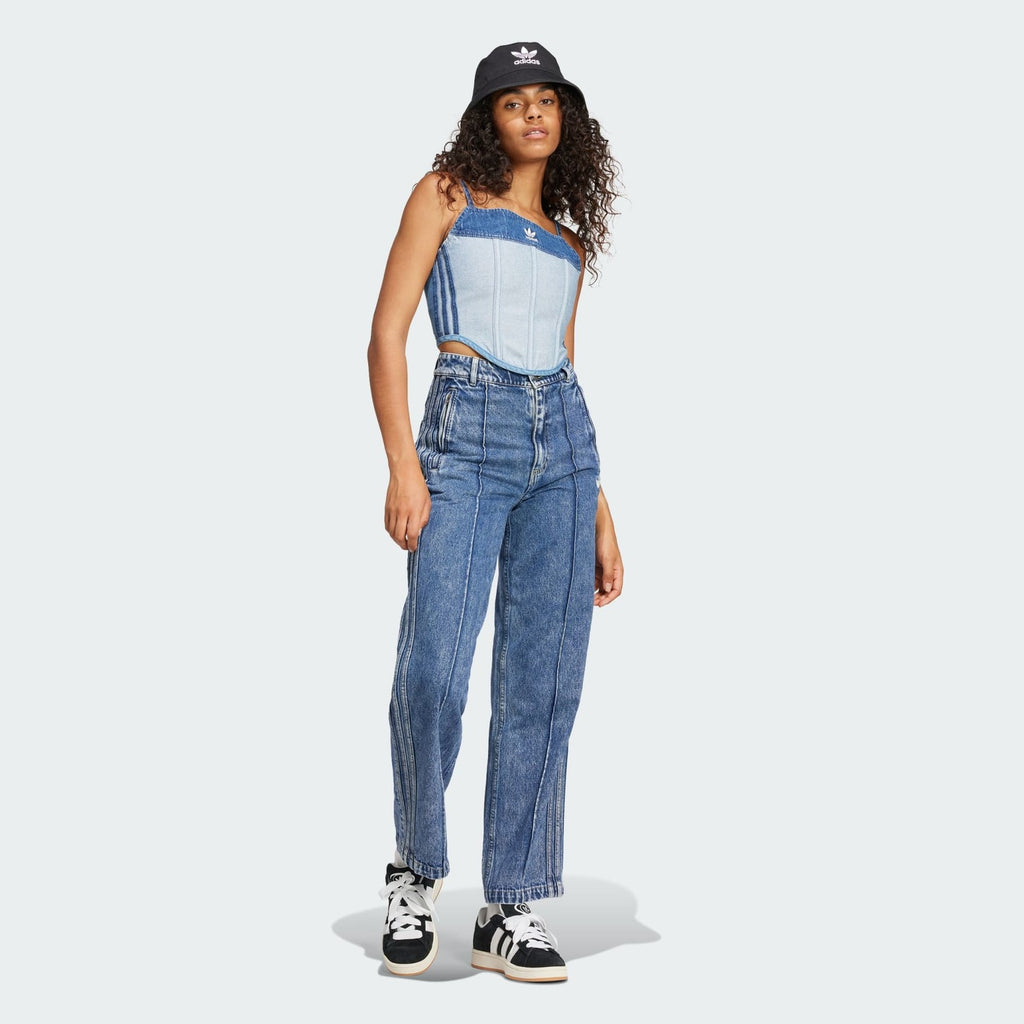 Adidas Originals Women's Kseniaschnaider Denim Corset Blue All Sizes RRP £50