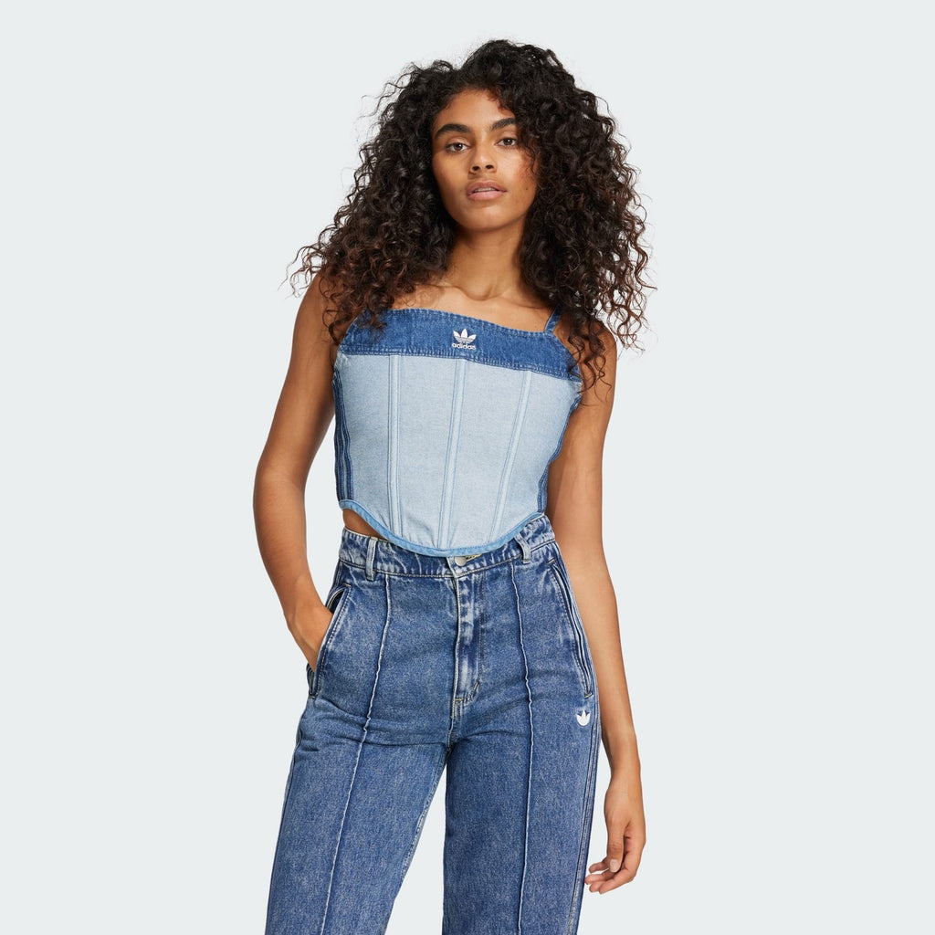 Adidas Originals Women's Kseniaschnaider Denim Corset Blue All Sizes RRP £50