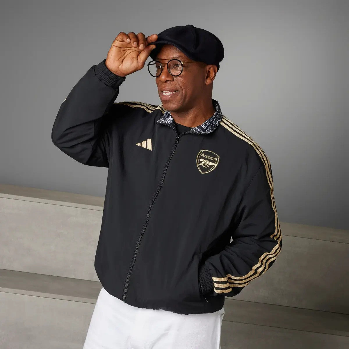 Adidas Arsenal x Ian Wright Men's Reversible Anthem Jacket IP1607 RARE XS