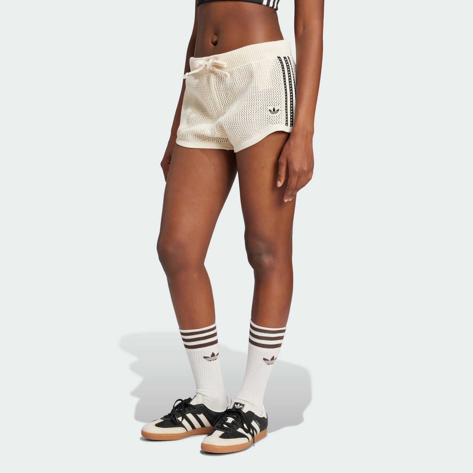 Adidas Originals Womens Premium Crochet Sprinter Shorts 'Wonder White' RARE S XL