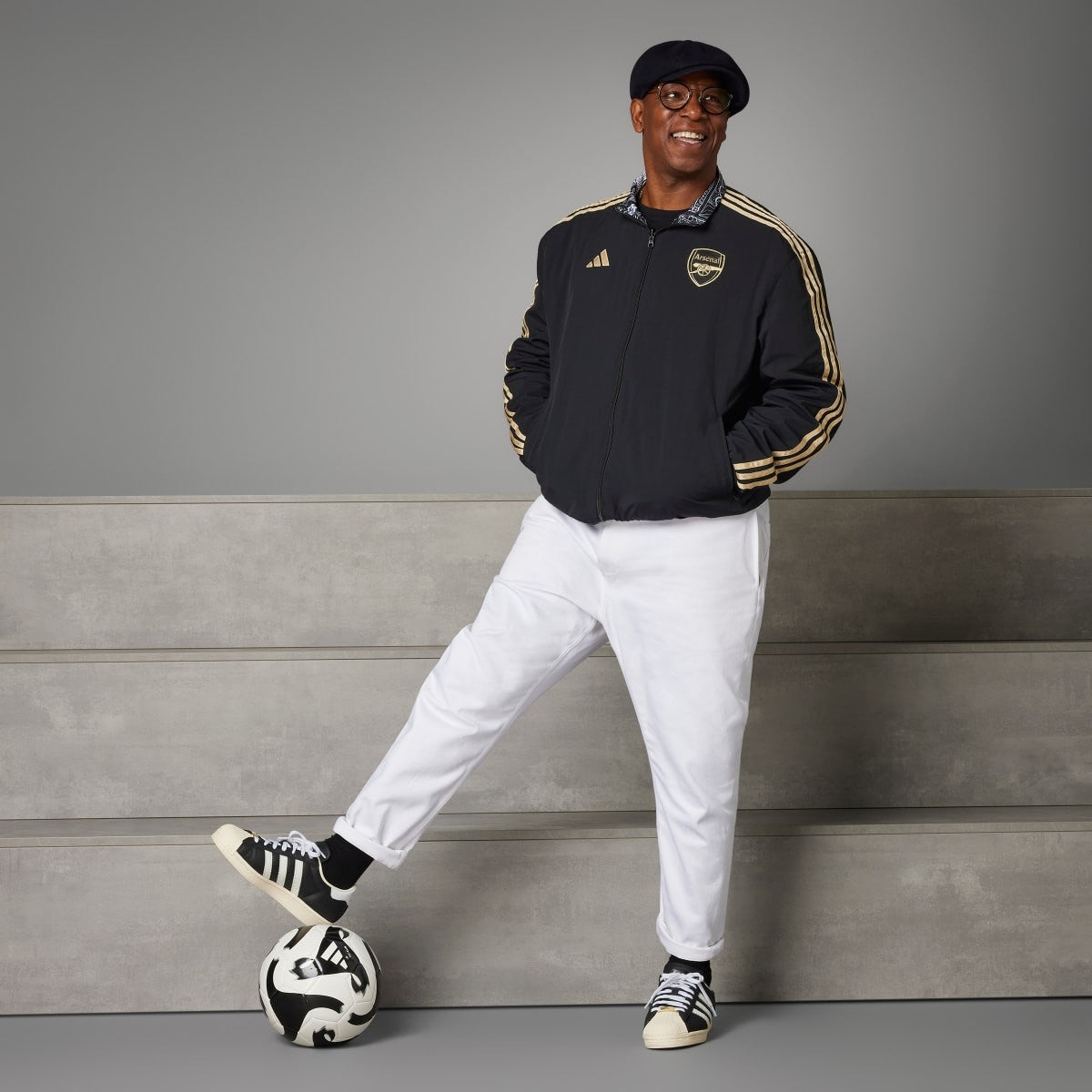 Adidas Arsenal x Ian Wright Men's Reversible Anthem Jacket IP1607 RARE XXL