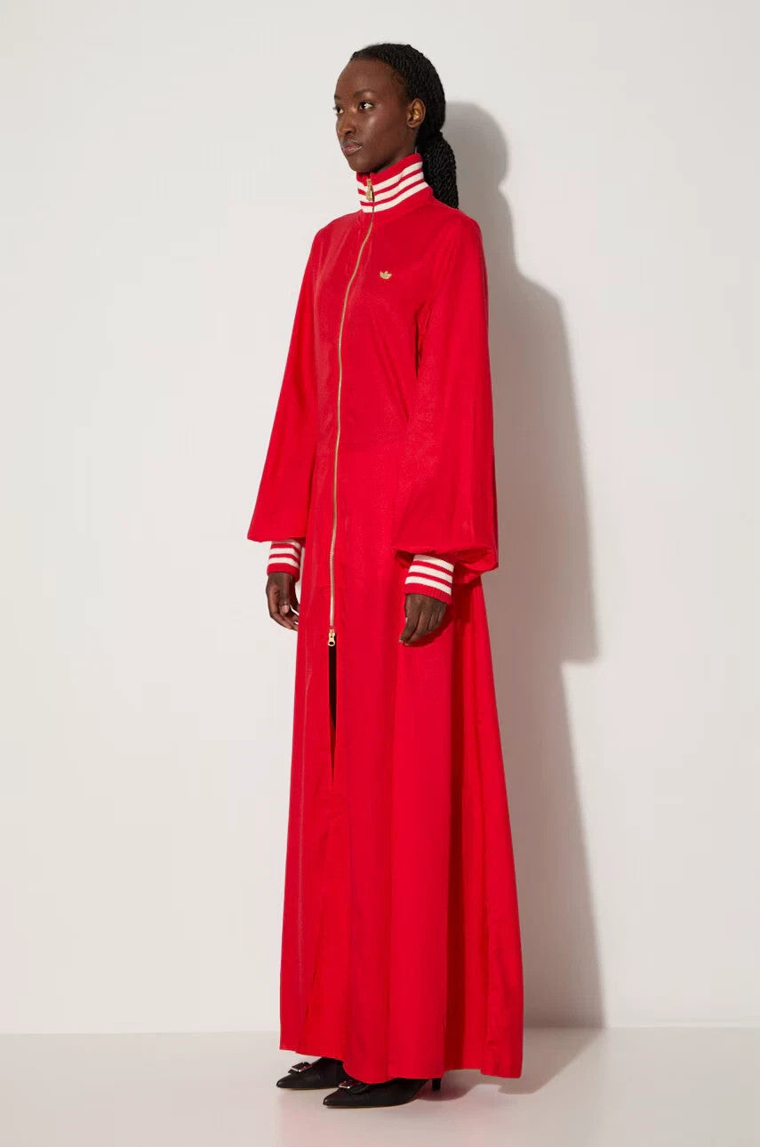 Adidas Originals Premium Satin Dress Womens Maxi Dress Red RARE Medium