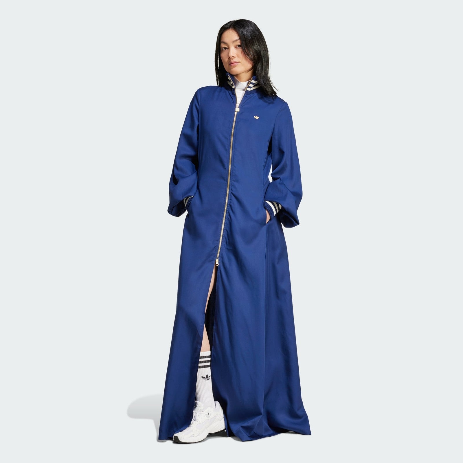 Adidas Originals Premium Satin Dress Womens Maxi Dress 'Dark Blue' RARE XS S M