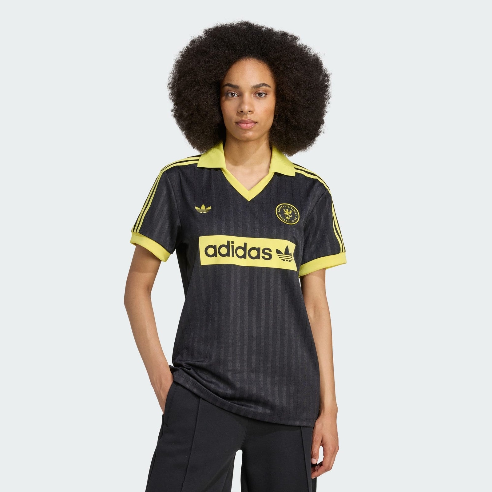 Adidas Originals Womens Football-Inspired Jersey Shirt Black XS S M L XL