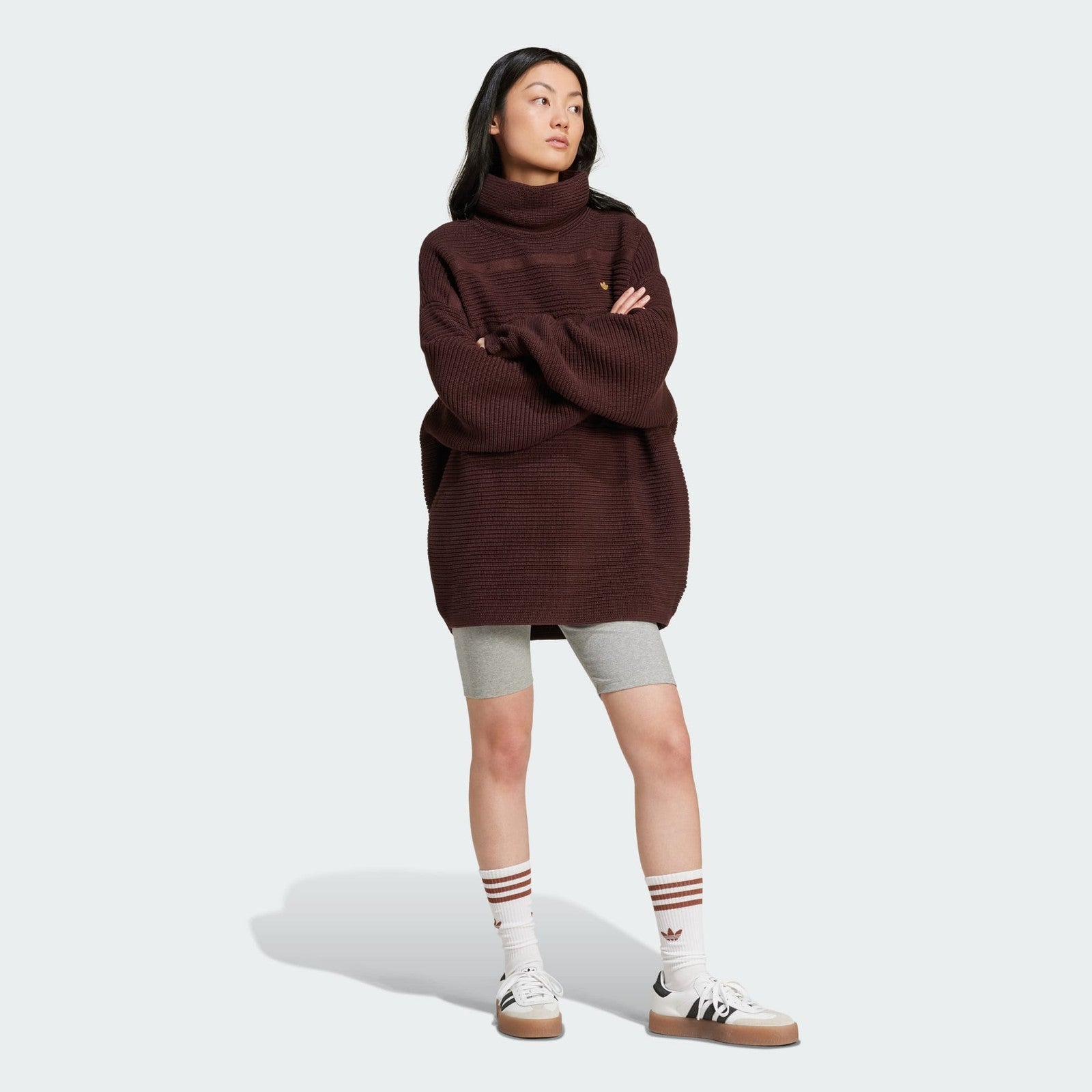 Adidas Originals Womens Premium Oversized Knit Turtleneck Sweater IX0966 S M XL