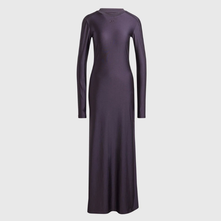 Long-sleeve purple dress on a light gray background
