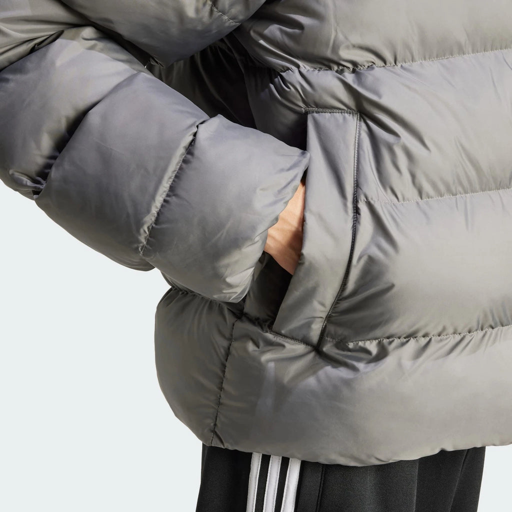 Adidas Originals Men's Tonal Hooded Puffer Jacket Grey
