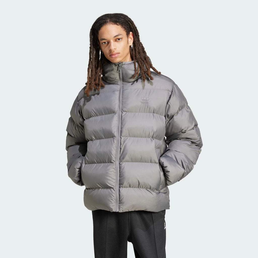 Adidas Originals Men's Tonal Hooded Puffer Jacket Grey