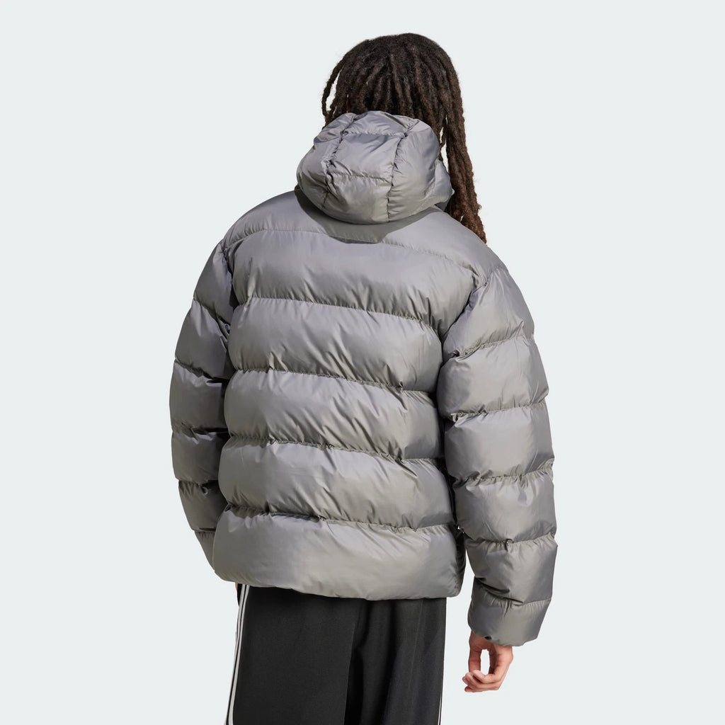 Adidas Originals Men's Tonal Hooded Puffer Jacket Grey