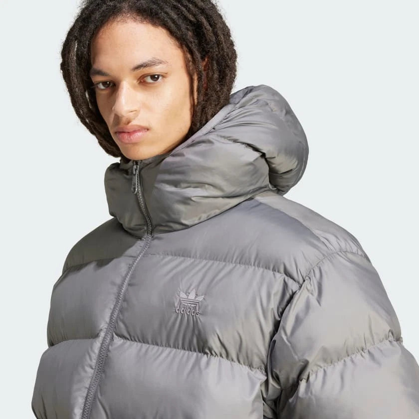 Adidas Originals Men's Tonal Hooded Puffer Jacket Grey